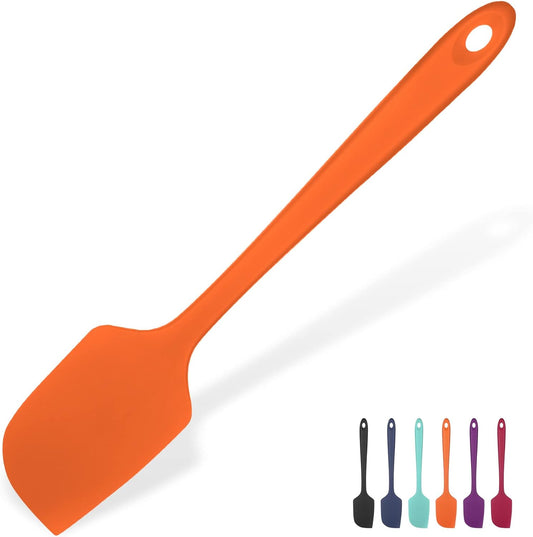 Heat Resistant Silicone Large Spatula: U-Taste 600ºF High Heat Flexible 11.38in Silicon Mixing Stirring Cooking Scraping Baking Bowl Scraper Seamless Spreader for Kitchen Nonstick Cookware (Orange)