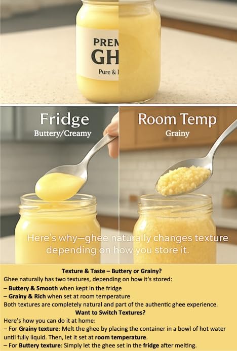 Premium Gourmet Clarified Butter - Natural & Pure Grass-Fed Ghee for Energy, Gut, and Immune Health Support - Versatile Healthy Cooking for Spreading, Baking & Sauteing 2- lbs (32Oz - Natural Ghee)