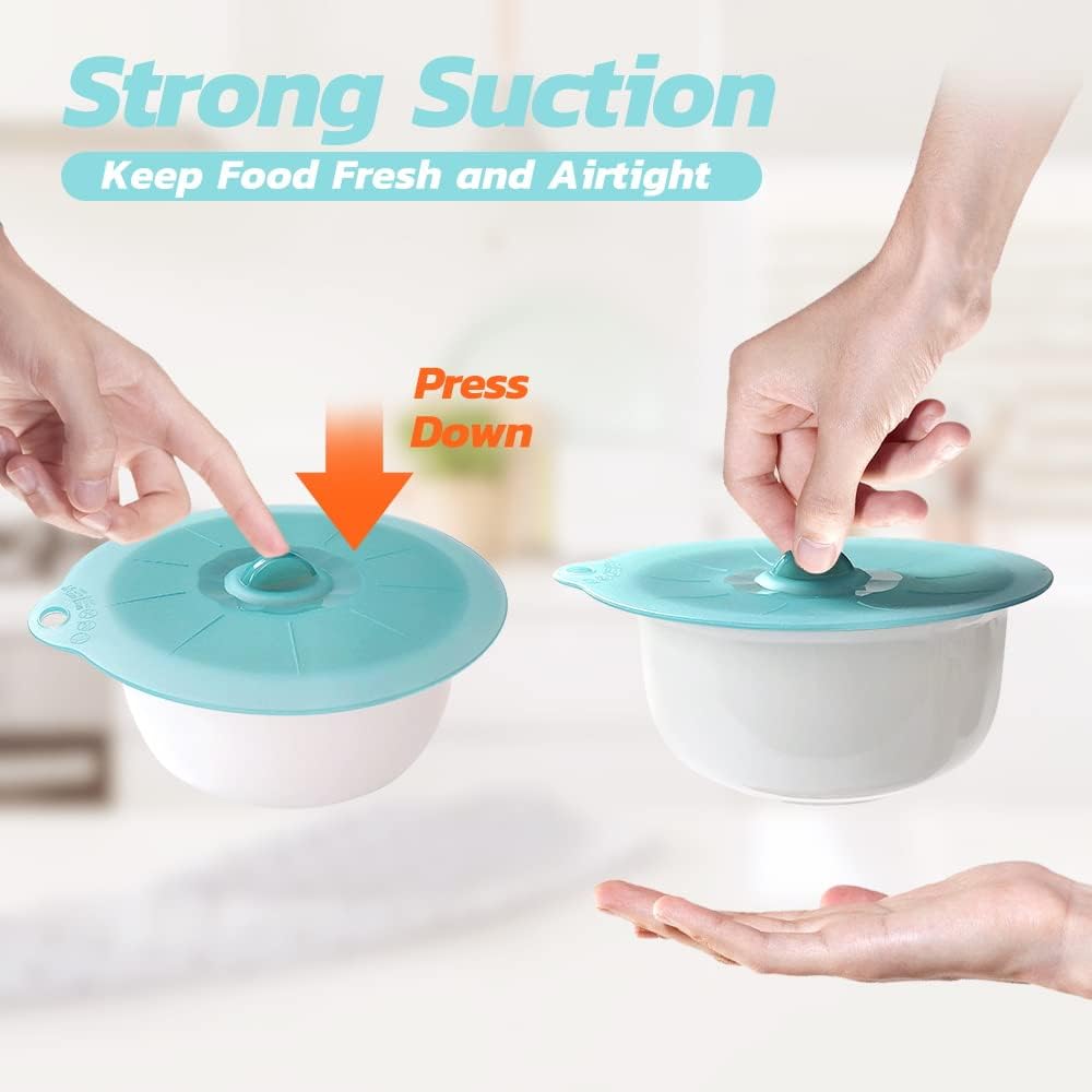 Silicone Lids for Food Storage - Silicone Bowl Covers Pot Lids BPA Free Suction Lids Silicone Microwave Cover Pot Covers for Cups Bowls Pots Pans Oven Fridge