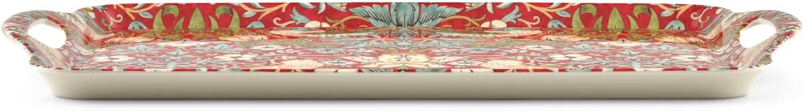 Pimpernel Morris & Co Strawberry Thief Red Melamine Tray with Handles - Elegant Serving Tray for Tea Parties, Decorative Table Display - Stylish Kitchen & Dining Organization, Ideal Gift for Her