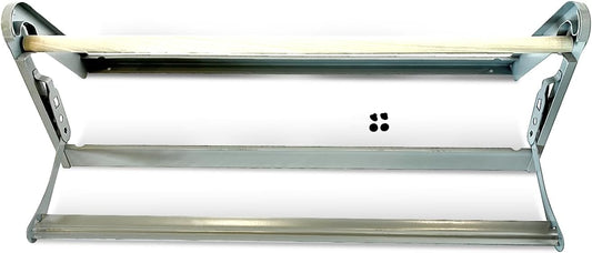 18" Wide Roll Paper Dispenser with Cutter for Desktop – Roll Dispenser with Straight Edge Cutter – Fits Craft, Freezer, Wrapping, Butcher Paper Roll or Cling Film – Heavy-Duty, Grey