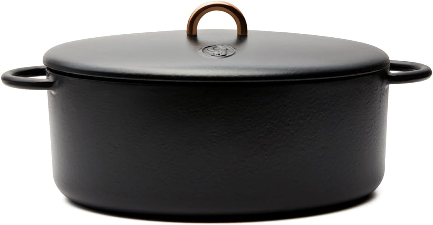 Great Jones Dutchess Cast Iron Dutch Oven Pot With Lid (Pepper) - Large 6.75 Quart Size, Dual Handles - All Stovetop Safe - 500° Dutch Oven For Bread Baking | Dishwasher Friendly