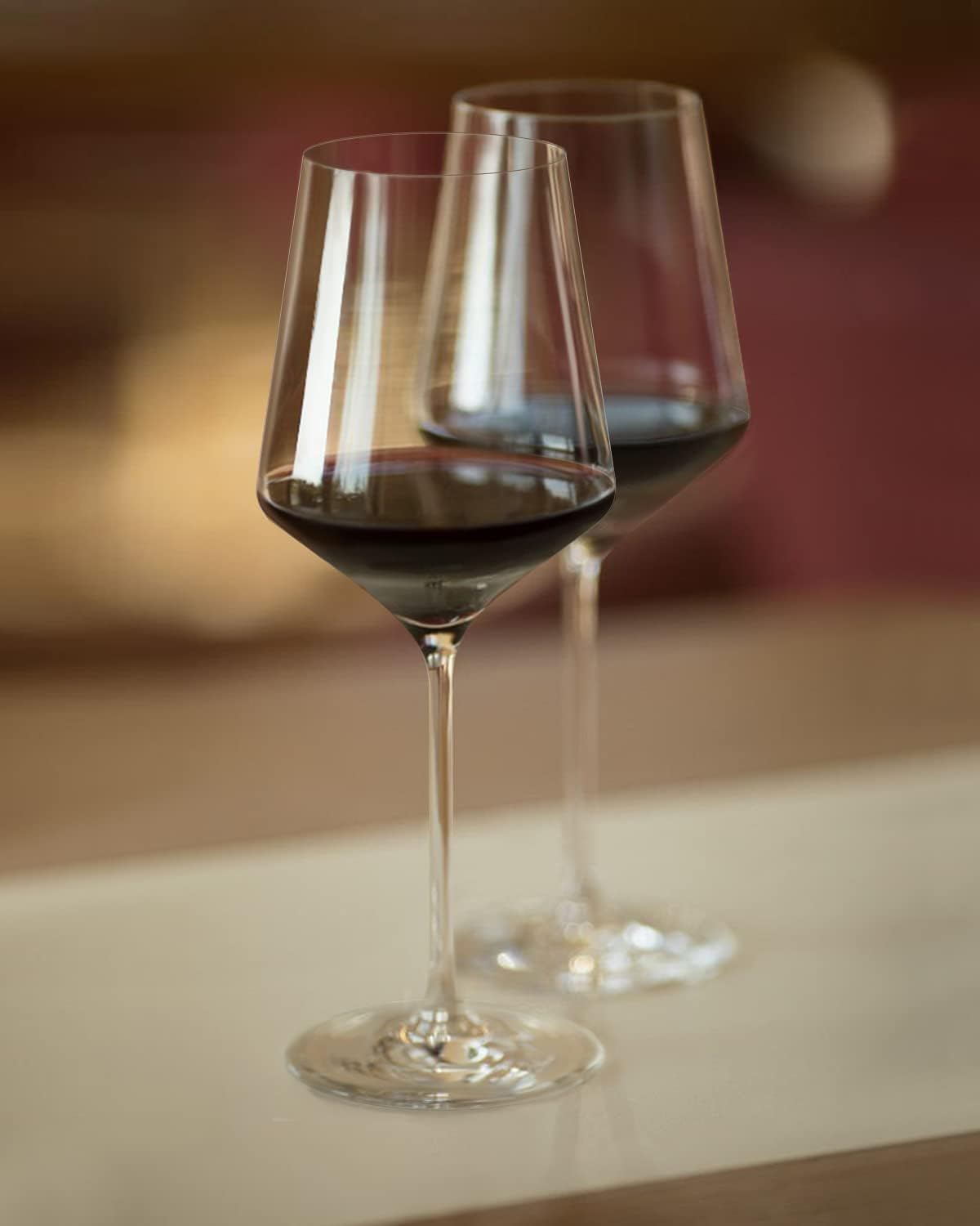 OJA Red Wine Glasses Set of 6, Premium Crystal Wine Glasses Hand Blown, 17 oz, Long Stem, Thin Rim, Perfect for Daily Use, Unique Wedding Anniversary or Birthday Gift