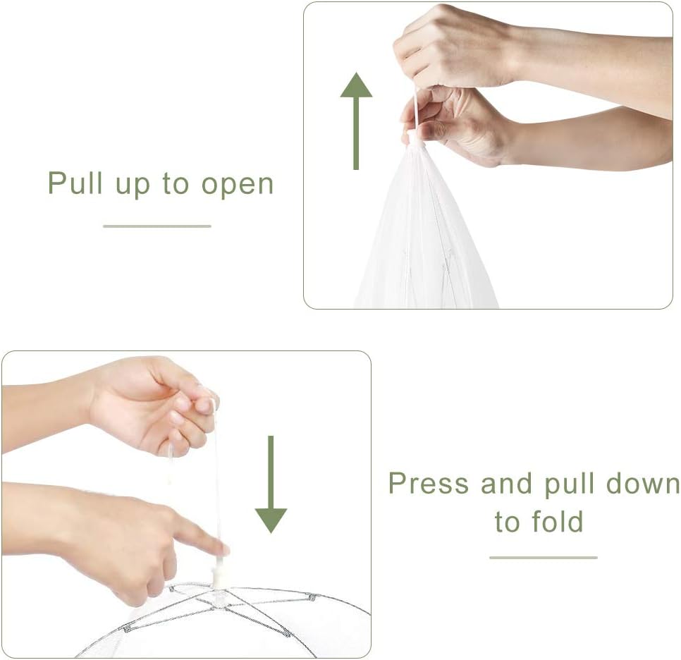 Onarway 6 Pack Food Covers 17 Inch Pop-Up Encrypted Mesh Plate Serving Tents, Fine Net Screen Umbrella for Outdoors, Parties, Picnics, BBQs, Reusable and Collapsible