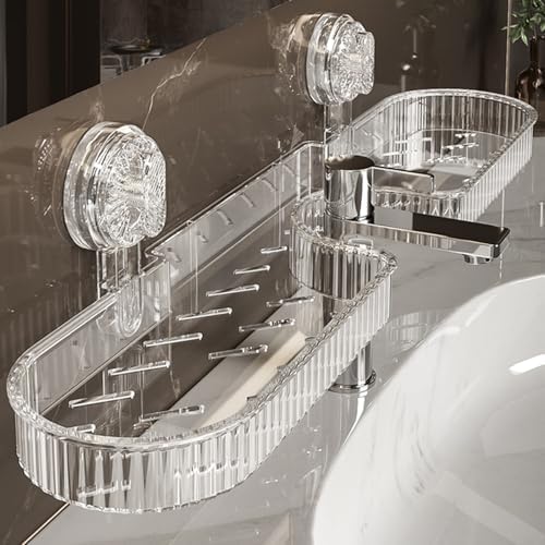 2025 NEW Universal Removable Faucet Storage Rack, Removable faucet storage rack installs, no drilling required, residual water automatically drains away, Thickened and widened panel design (White)