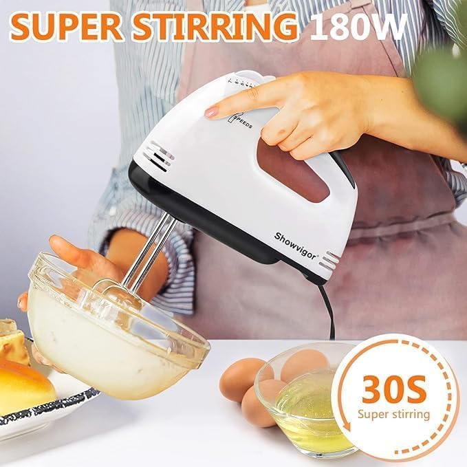 Hand Mixer, 7 Speed Electric Cake Whisk Food Mixer Self-Control/Turbo Boost with 5 Stainless Steel Accessory Food Beater for Cake Bread (size 3)