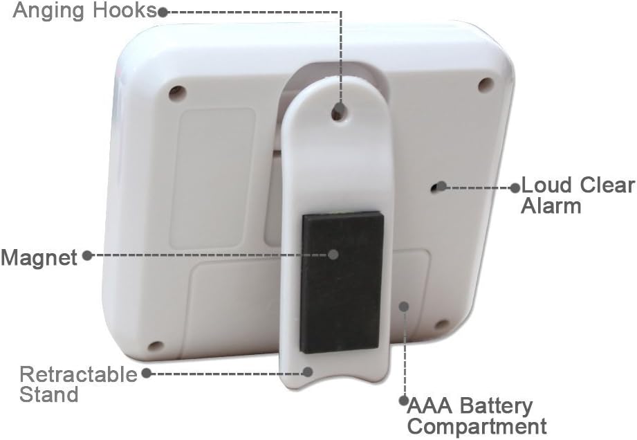 XREXS Digital Kitchen Timer Magnetic Countdown Up Cooking Timer Clock with Magnet Back and Clip, Loud Alarm, Large Display Minutes and Seconds Directly Input-White (2 Battery Included) (DC-12)