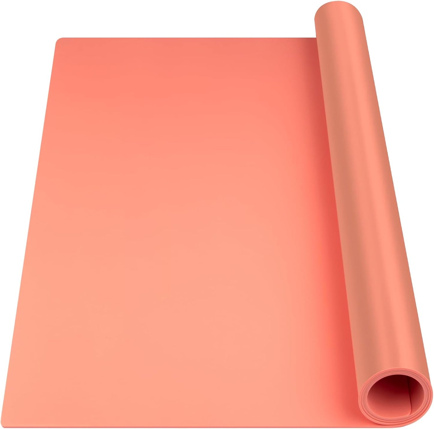 Silicone Mat Heat Resistant Mats for Countertop, Large Silicone Mats for Kitchen Counter Crafts Workbench Table, Size 48x24 inches Thick 2mm,Rolled Package,Coral