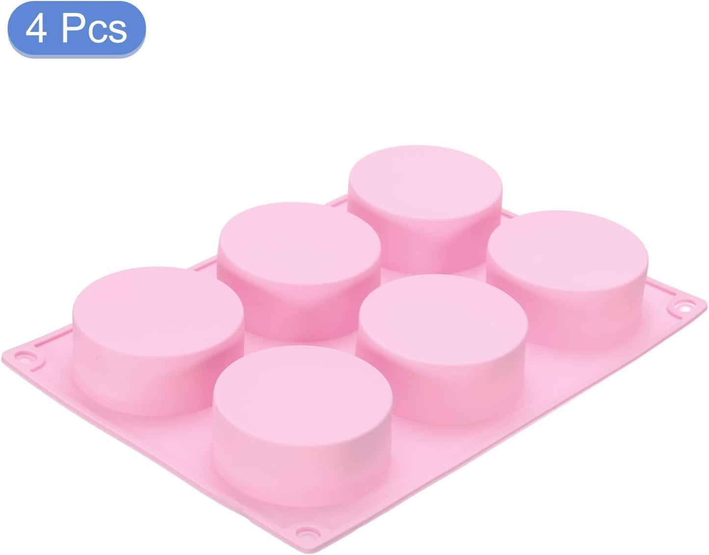 uxcell 4pcs Silicone Muffins Pan, 6 Cup Silicone Cupcake Pan Nonstick Baking Tray for Muffins, Cupcakes, Dishwasher Safe, Pink