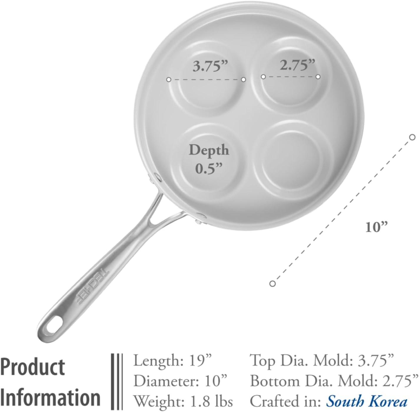 TECHEF - CeraTerra Ceramic Nonstick 4-Cup Egg Frying Pan (PFAS, PTFE, and PFOA Free), Made in Korea, (Egg Pan)