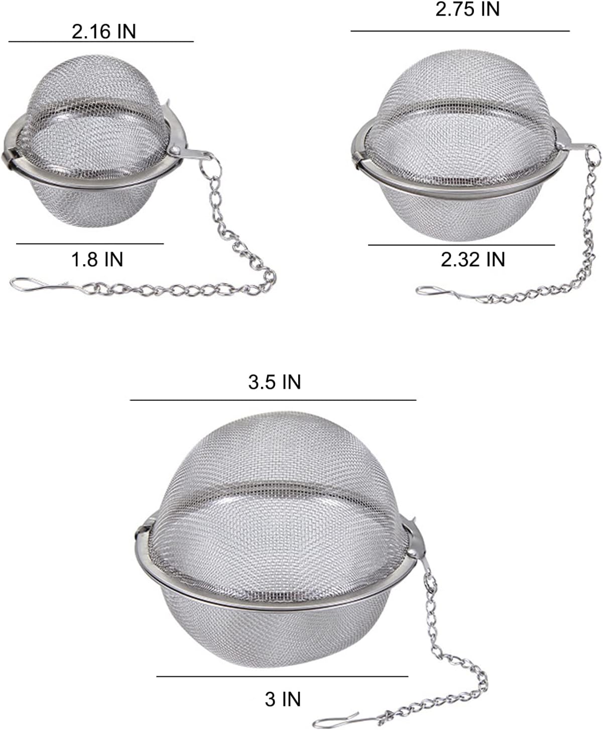 2PCS Tea Infuser, Upgraded 3.5 IN Tea Strainer, Premium Tea Infusers for Loose Tea, Tea Steeper, Tea Ball for Tea Flavoring Herbal Spices Seasonings