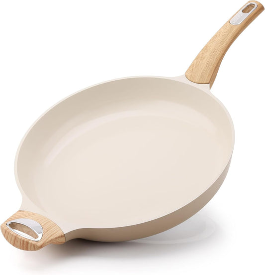 SENSARTE Ceramic Nonstick Frying Pan Skillet with Hot-resistant Handle 12.5Inch Large Non-toxic Healthy Kitchen Cooking Chef's Pan, Free of Intentionally Added PFOA/PFAS/PTFE, Induction Compatible