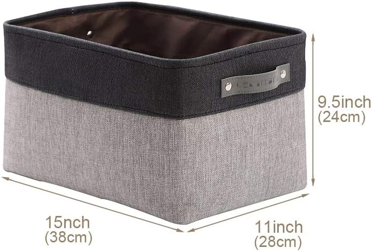 DECOMOMO Storage Baskets for Shelves - Fabric Storage Bins, Linen Closet Organizers and Storage (Grey & Black, Large - 4 Pack)