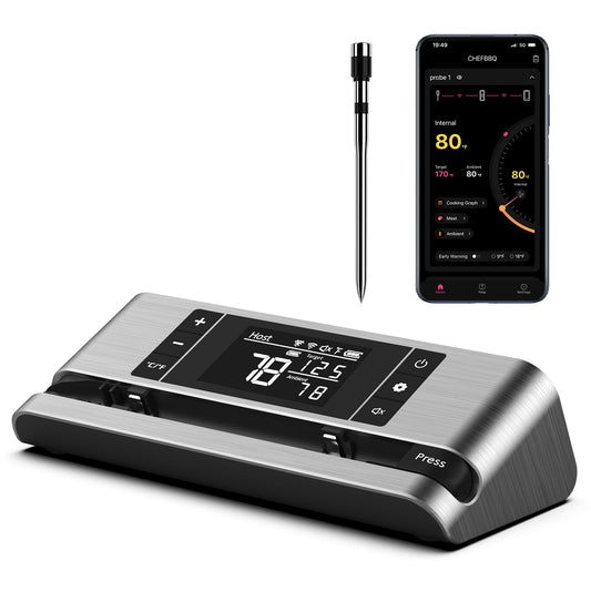 Wireless Smart Meat Thermometer with Dual-Sensor Probe, 500FT Remote Monitoring, Dedicated App, Real-Time Ambient and Food Temperature Tracking for Precise Cooking Control