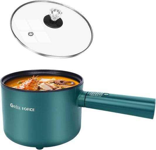 Hot Pot Electric,6 Smart Modes, 1.8L Rapid Noodles Cooker, Portable Cooking Pot, Non-Stick Sauté Pan, Electric Pot for Steak, Pasta, Egg, Soup, BPA Free, Suit Dorm Room and Apartment