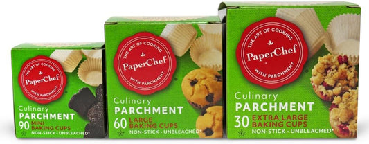 Variety Pack - XL, Large & Mini Baking Cups - Easy Release, Non-Stick Paper - 3 Pack