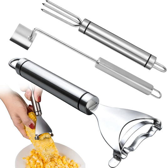 3 Pack Corn Cob Peeler, Corn Peeler & Stripper, Stainless Steel Corn Shovel, Corn Planer, Corn Fork, Corn on the Cob Remover, with Ergonomic Handle, Easy to Use, for Home & Outdoor Dining