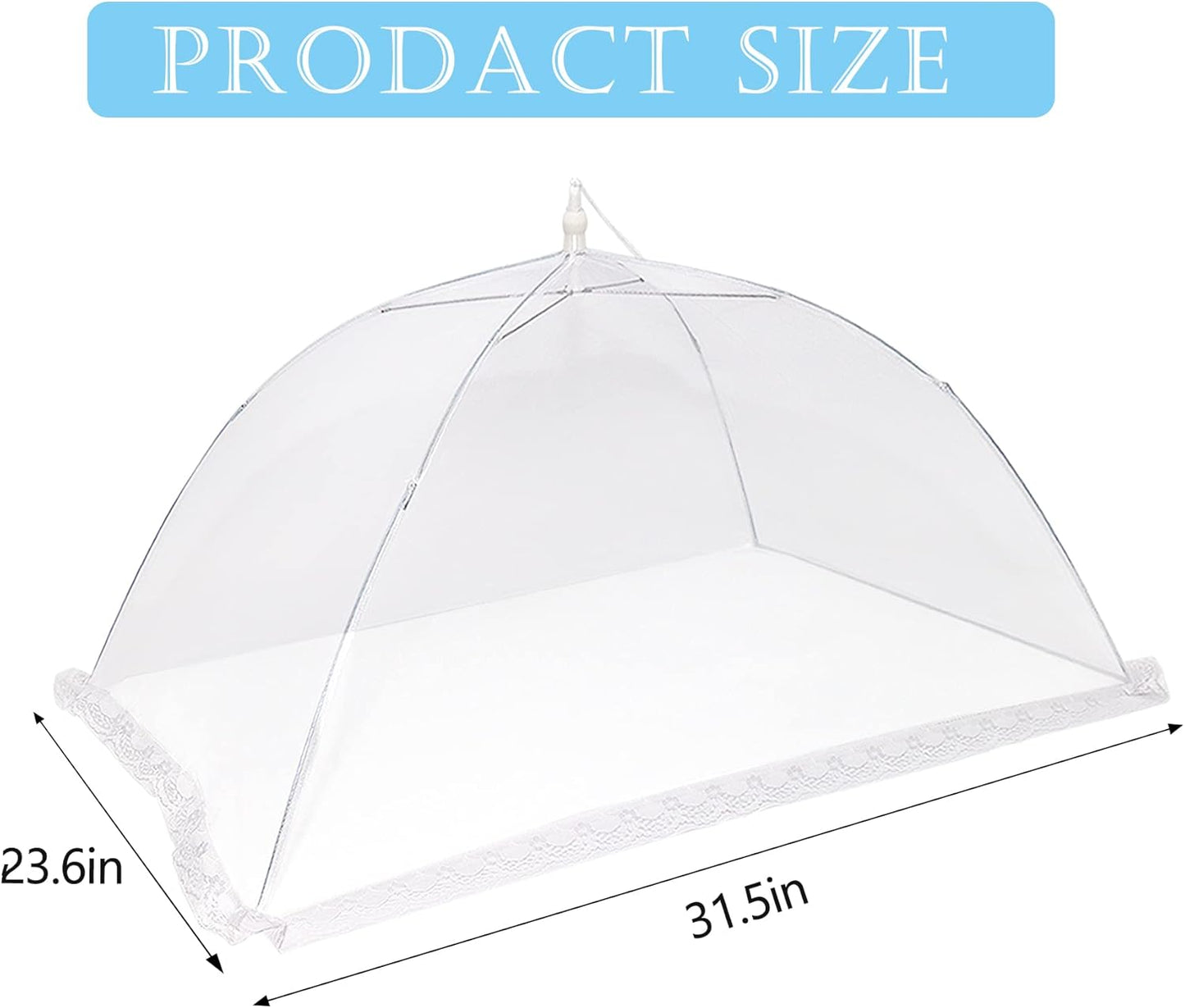 2 PCS Extra Large Food Covers Nets for Outside（40"X24"）umbrella Mesh Screen Covers for Outside Pop-Up Mesh Reusable and Collapsible Food Nets for Parties Picnics Outdoor BBQS…