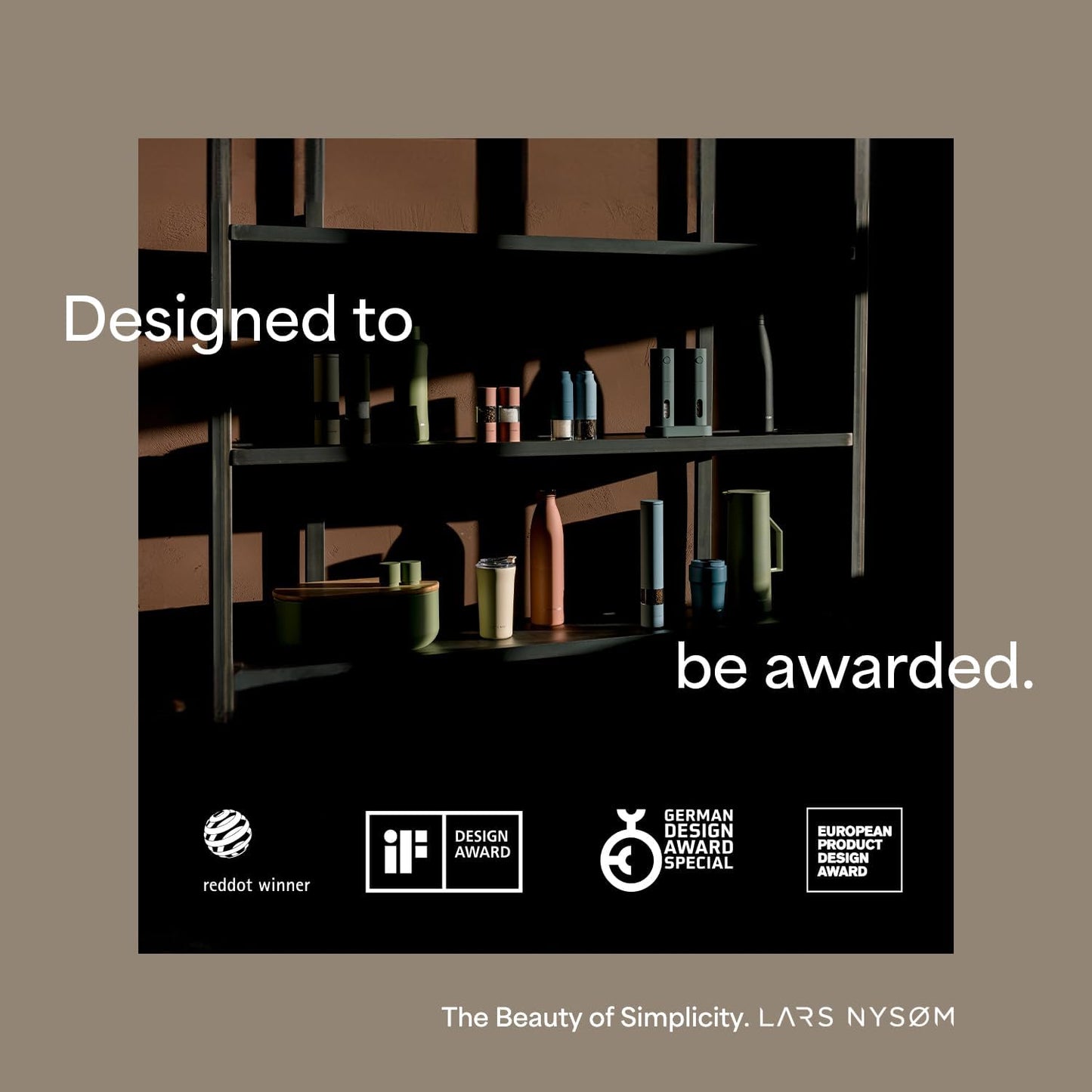 LARS NYSØM Salt and Pepper Grinder Set Manual, Stainless Steel Salt and Pepper Mills with Adjustable Ceramic Grinder I Design Spice Shakers (Ash Gray)