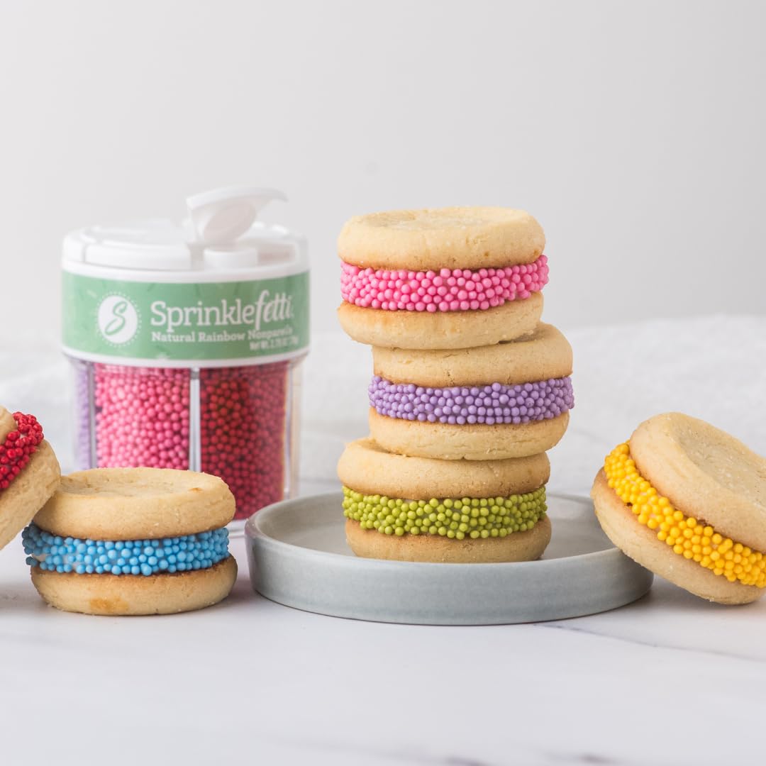 Sweets Indeed Sprinkles 6 Cell Edible Sprinkle Mix Jimmies Perfect for Cake Decorations Baking Ice Cream Cookies Cupcake Topper (Rainbow Nonpareils)