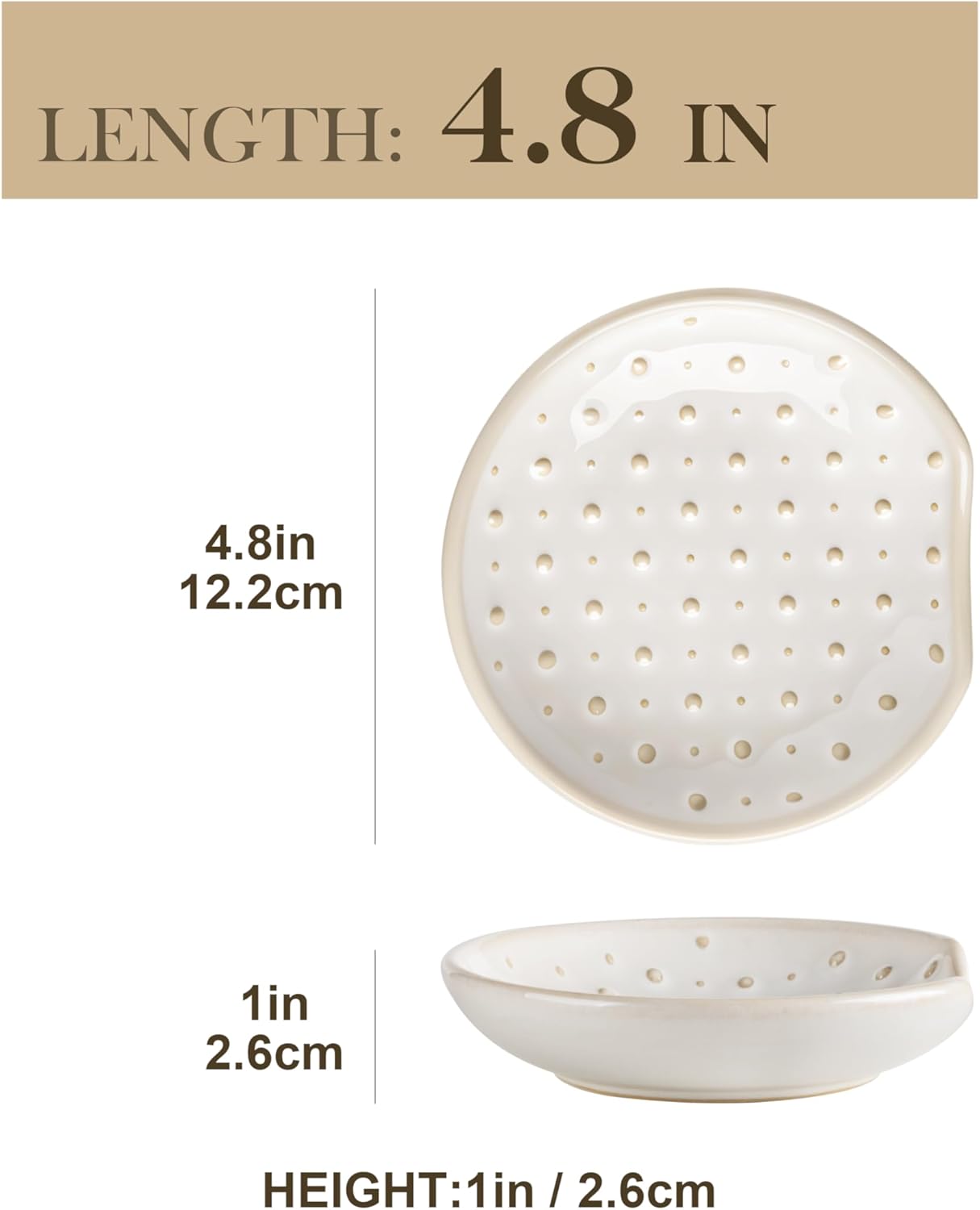 MALACASA Ceramic Spoon Rest for Stove Top, 4.8 inch Cooking Spoon Holder for Kitchen Counter,Utensil Rest for Ladle, Spatula, Spoons or Tongs, Modern Farmhouse Kitchen Décor - 04, Series LYDIA