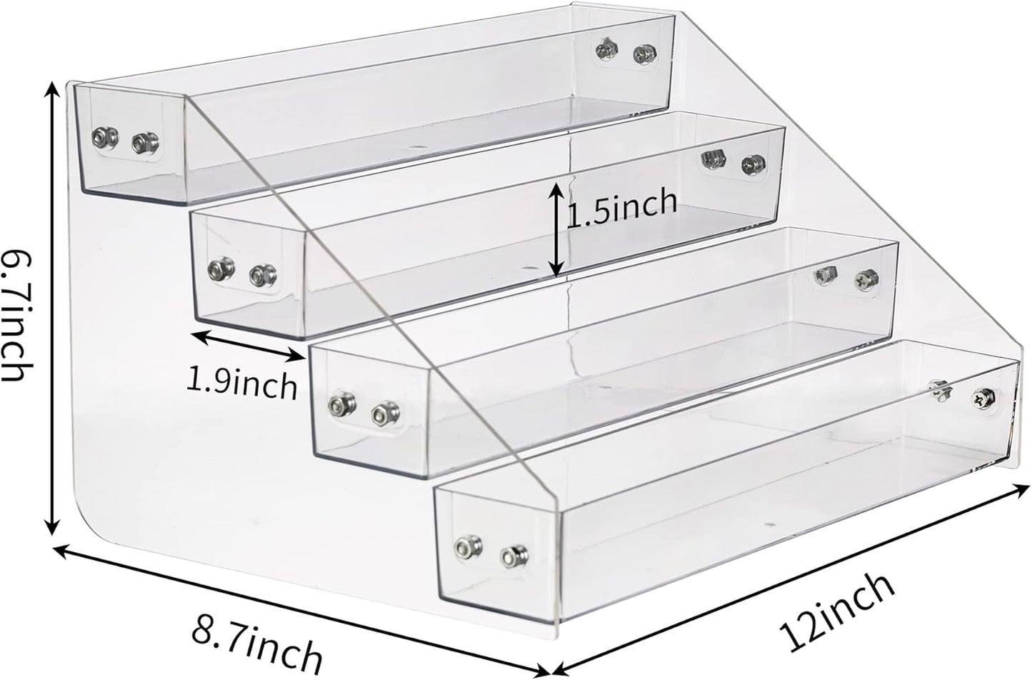 Acrylic Spice Rack, Tiered Spice Rack Shelf Seasoning Organizer for Countertop, Cabinet, Pantry, Kitchen Storage - 4 Tier