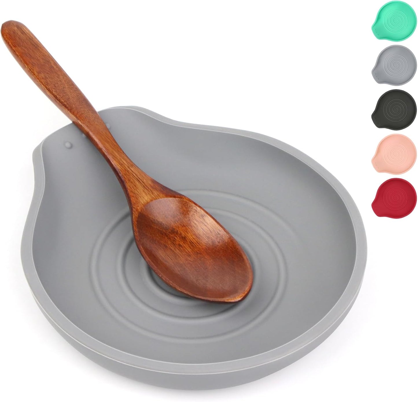 6.1" Large Spoon Rest for Stove Top, 1 Pack Silicone Spoon Rest for Kitchen Countertop Gray, Heat-Resistant Utensil Rest for Spatula, Tongs or Spoon