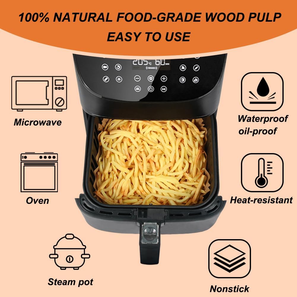 BYKITCHEN Small Air Fryer Disposable Liners for 2 to 5 QT Airfryer, 200PCS Mini Air Fryer Parchment Paper Liners, Compatible with CHEFMAN 2 QT, Cosori 2.1 QT, Dash 2.6 Qt, Instant Pot Mini Airfryer
