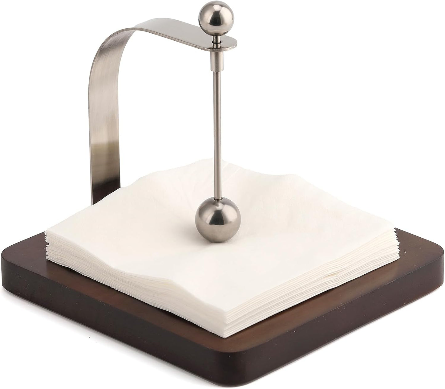 Napkin Holder, Wood Square for Table Dispenser with Weighted Arm, Perfect for Kitchen, Office, Restaurant,Home Décor, Cafe, Warming Gift