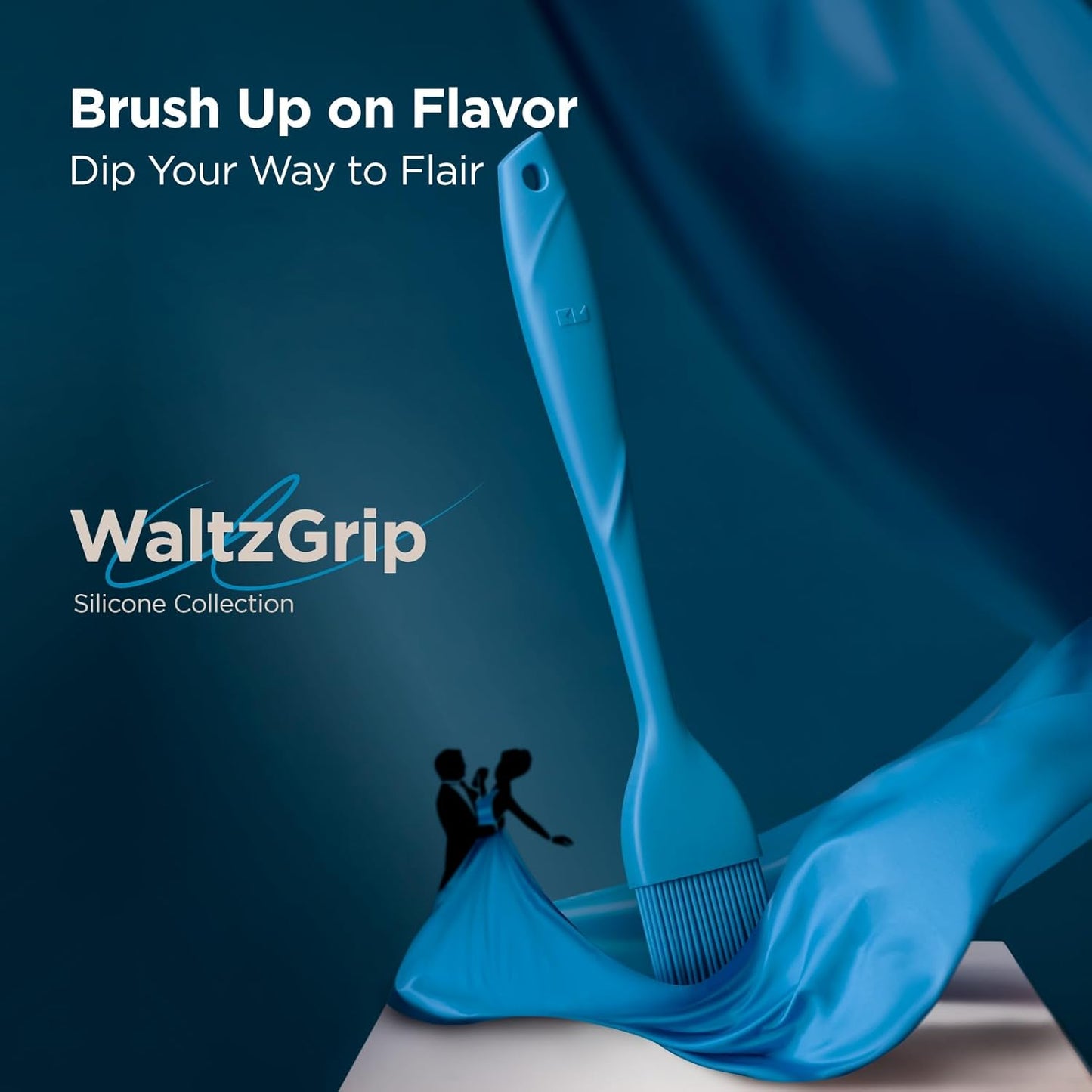 Kitchen Mama WaltzGrip Platinum Silicone Basting Pastry Brush: Set of 2 Heat-Resistant Brushes Utensils for Cooking, Baking, Grilling, Barbecue, and Spreading Oil, Butter, Egg - Dishwasher-Safe (Blue)