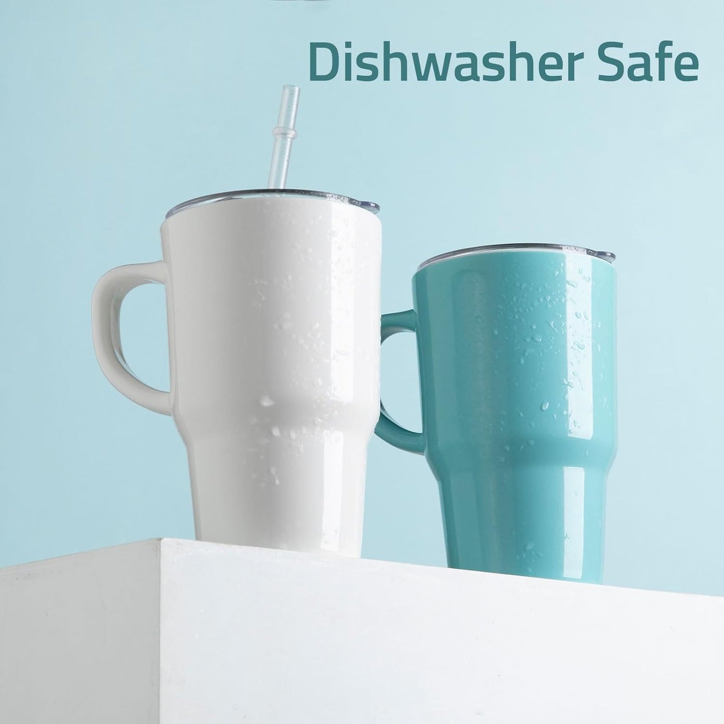 Sweejar Ceramic Travel Mug with Lid, 16 oz Portable Coffee Mug, Dishwasher Safe Tea Cup with Infuser, Reusable Teacup for Car Cup Holder, Tea Lovers(White)