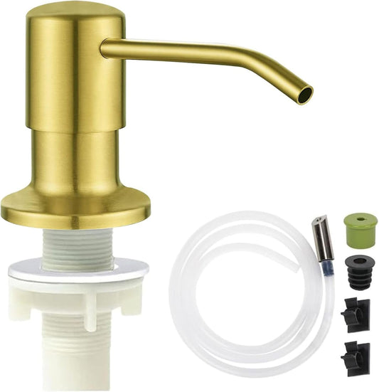 Soap Dispenser for Kitchen Dish Sink Built in Soap Dispenser Pump Gold with 47" Extension Tube Kit