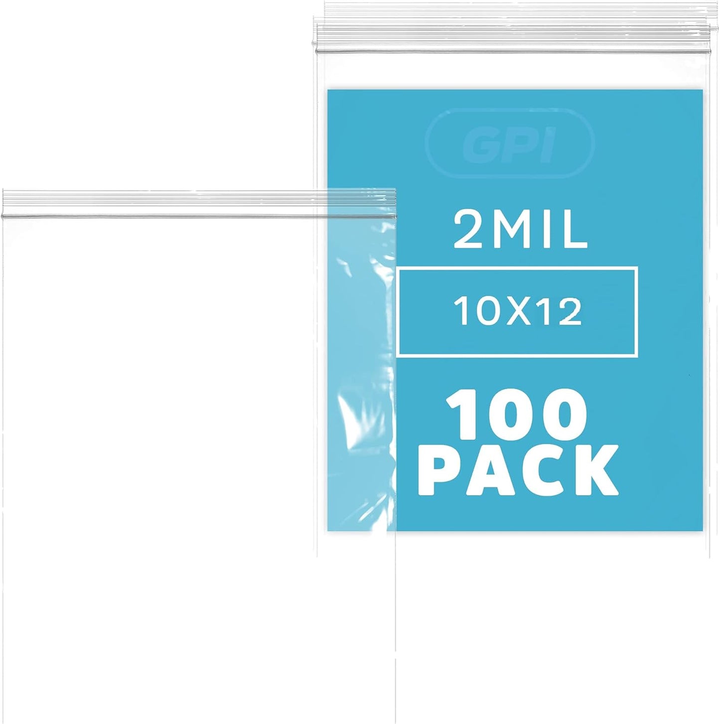 GPI PACK Of 100 , 10"x12" 1 GALLON, CLEAR PLASTIC RECLOSABLE ZIP BAGS,2 mil Thick Poly Baggies With Resealable Zip Top Lock For food, jewelry, medical, and household & office supplies.