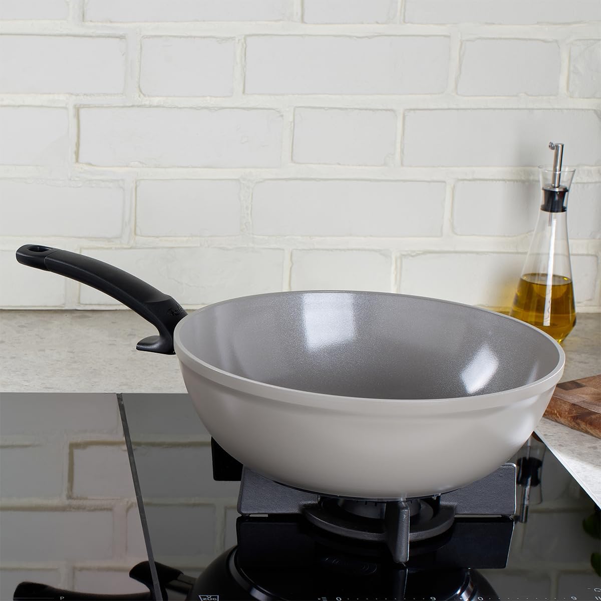 Fissler Ceratal Comfort Ceramic 12 Inch Non-Stick Wok, Orbit Black, Made without PFAS