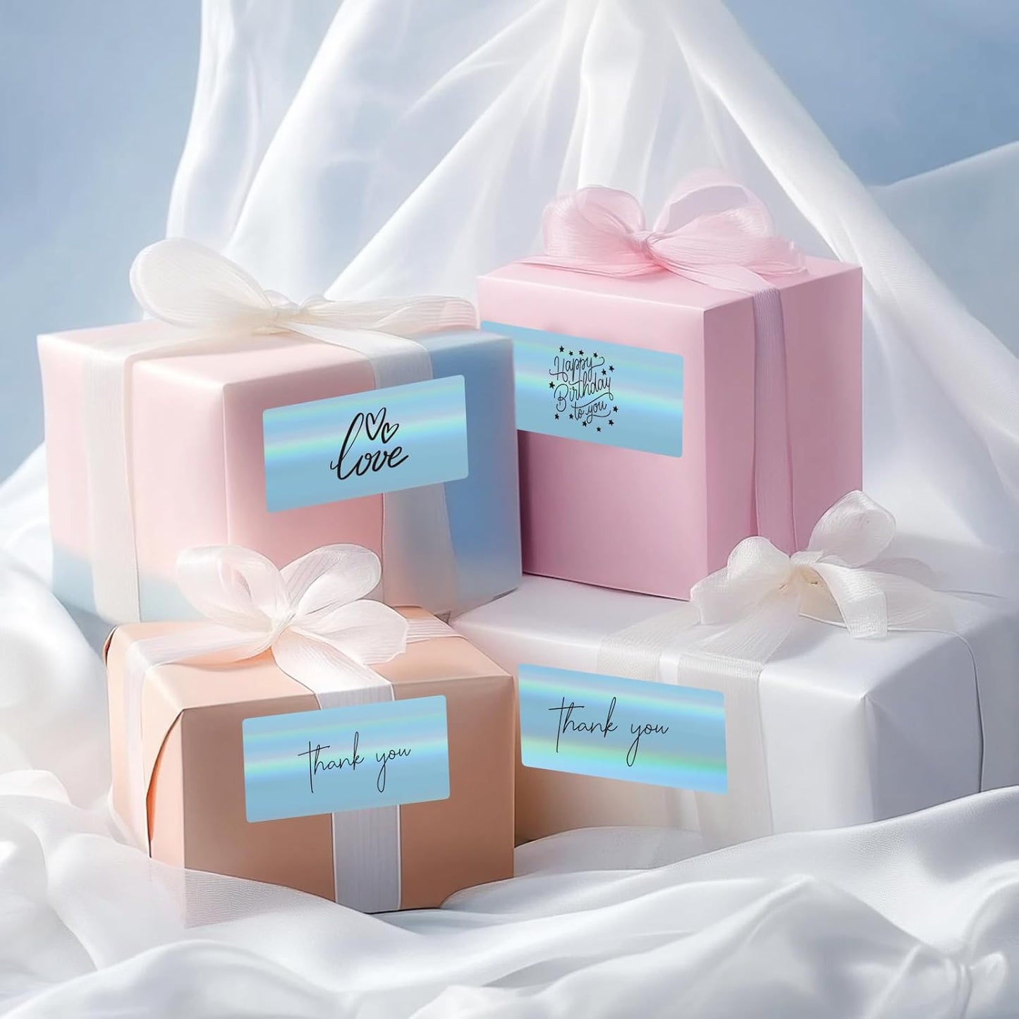 2x4 Inch Holographic Thermal Labels, Blue Direct Thermal Stickers Label, Self-Adhesive Glitter Thermals Printer Sticker Labels, Perforation Line Design- 200Pcs