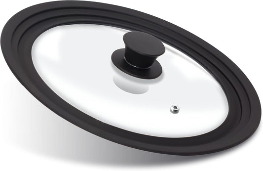 Anaeat Silicone Universal Lid for Pots, Pans and Skillets - Tempered Glass Covered with Heat Resistant Silicone Rim Fits 8", 8.5" and 9.5" Diameter Cookware -Easy to Use Replacement Frying Pan Cover