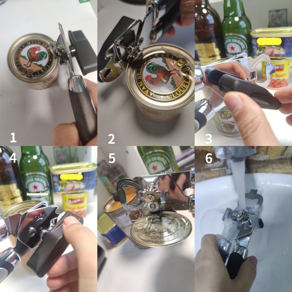 2 Pack Magnetic Manual Can Openers, with Stainless Steel Heavy Duty,Oversized Easy Turn Knob,Soft Grip Handles,Smooth Edge Safety Cut Sharp Blade(Red)