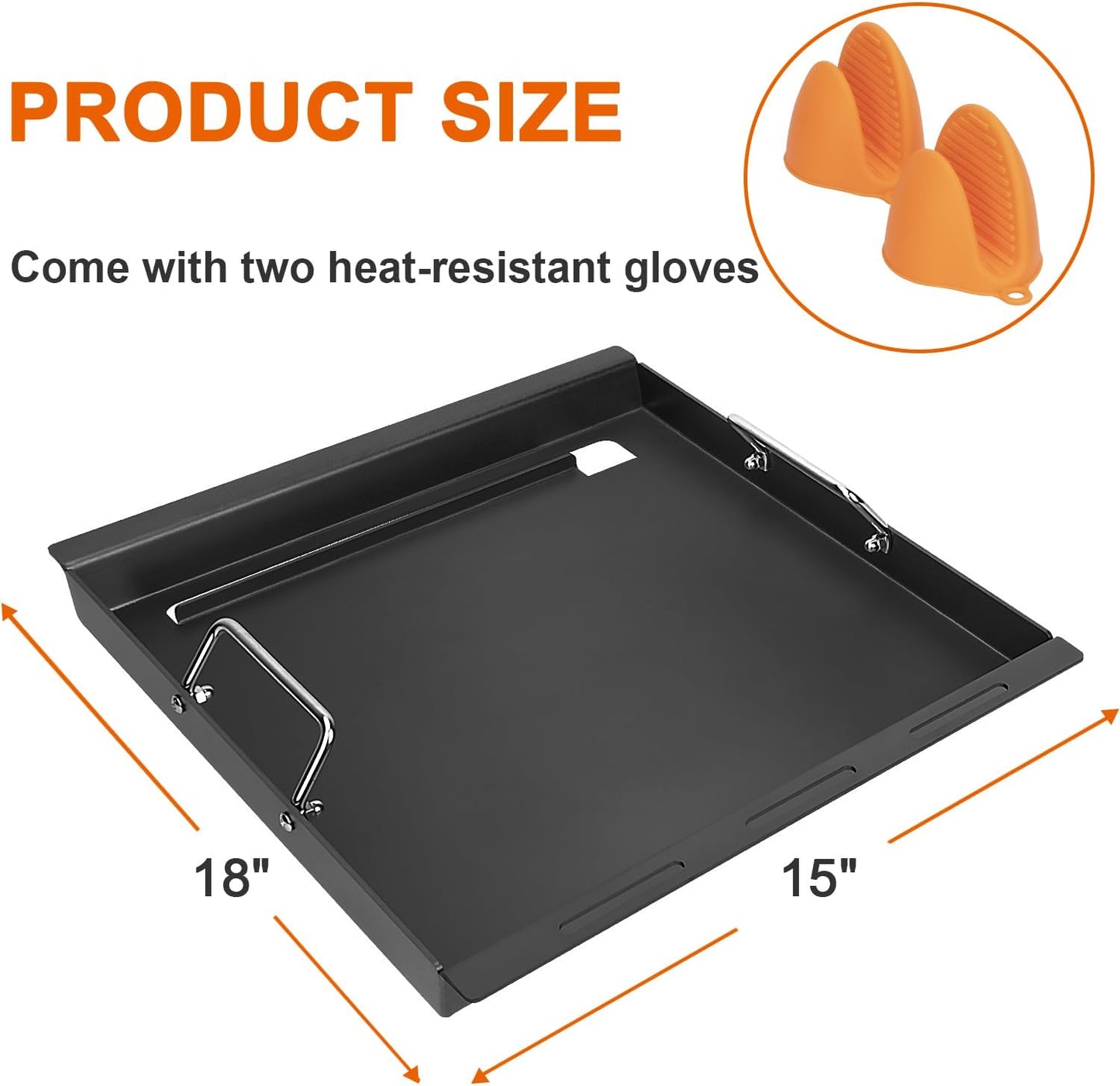 18" Full-Size Griddle Insert for Charbroil Performance 2 Burner 463625219 463625217 463673519 463673017 463673517, Flat Top Griddle for Charbroil Gas Grill, Replacement for G470-0002-W1 G470-0003-W1