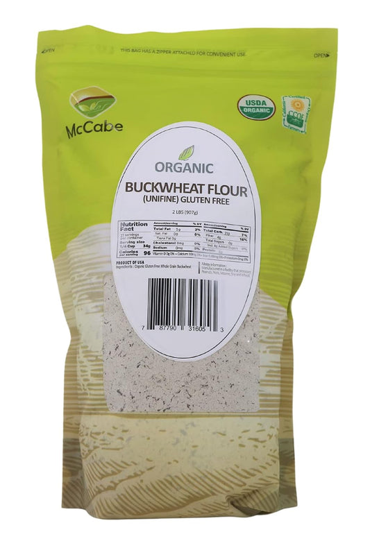 McCabe Organic Buckwheat Flour - Buckwheat Flour Organic | Rich with Fiber & Minerals | USDA and CCOF Certified | Packed in USA | 2Lbs