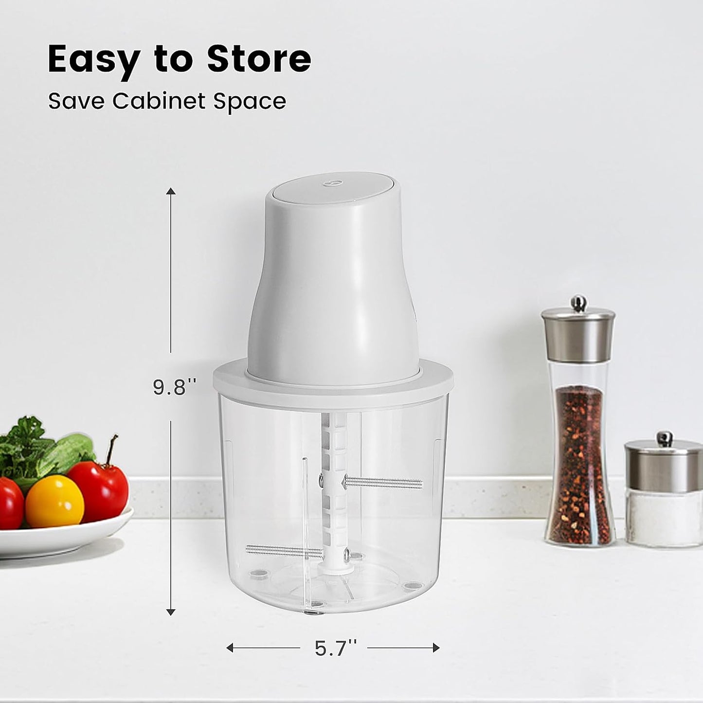 Electric Chicken Shredder, Automatic Food Chopper with Chicken Breast Shredder & Meat Grinder, 2 Sets of Blades for Chicken/Pork/fish/Vegetable/Baby Food (White)