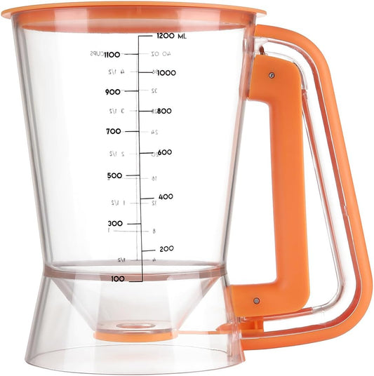 Pancake Batter Dispenser 5 Cup with Sturdy Handle,Batter Separator for Pancakes, Cupcake, Waffle, Muffin Mix, Cake & Crepe Batter pitcher with Squeeze Handle Baking Tools-Orange