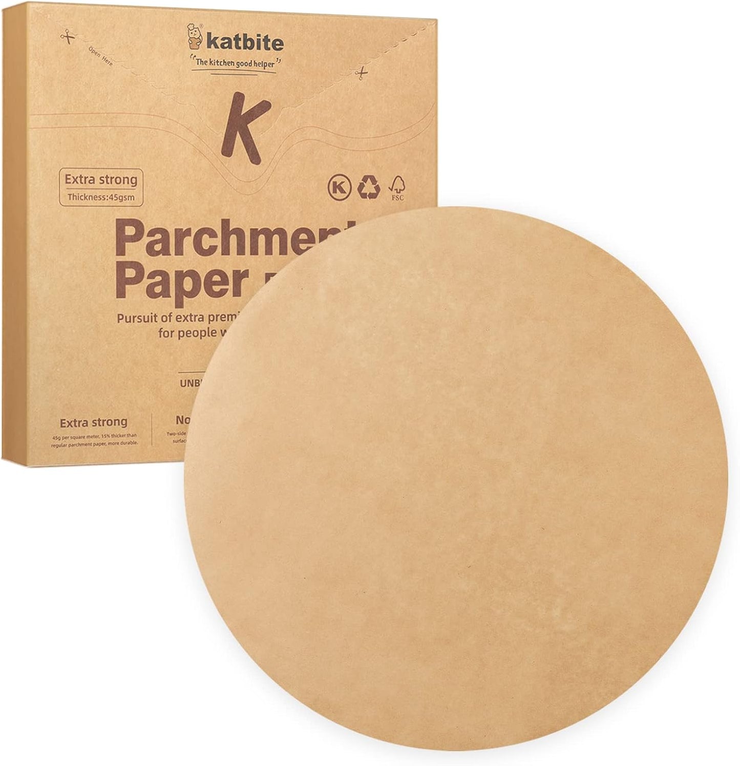 Katbite 200Pcs 8 Inch Parchment Paper Rounds, Unbleached & Non-stick, Precut Parchment Circles for Spring Pan, Storage/Freezing Hamburger Patties
