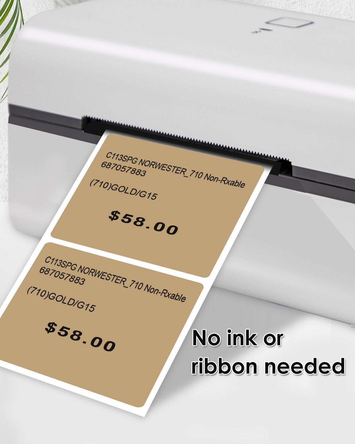 iEager Brown Square Thermal Label Stickers, 2"x2" Self-Adhesive Square Direct Thermal Labels with Perforation Line, 500 Sheets/Roll