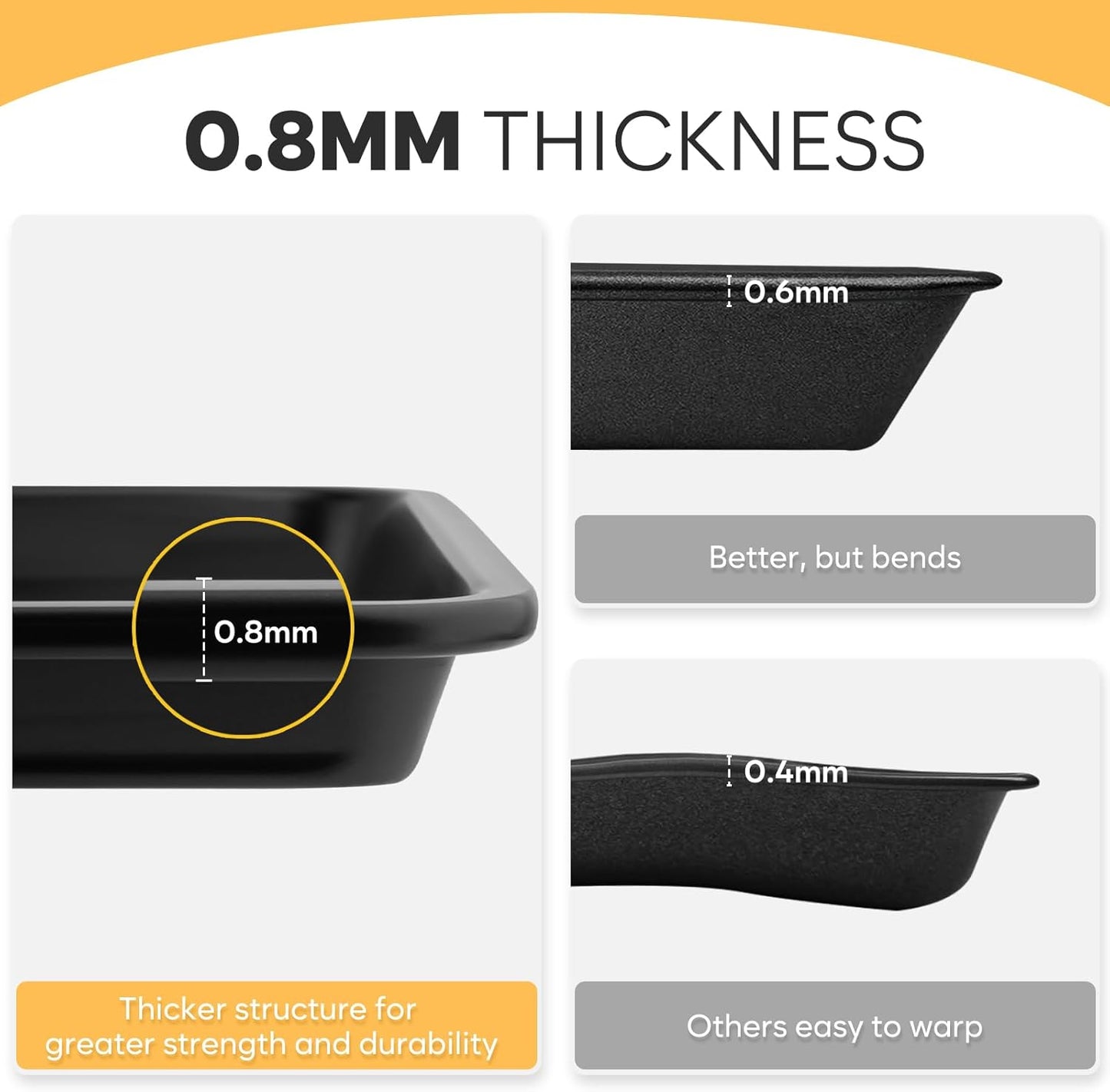 4 Pack Baking Sheet Pan Set Non Stick, Carbon Steel Cookie Sheets for Baking with Wire Rack, Cooling Racks for Cooking and Baking, Thicker Ceramic Half/Quarter/Jelly Roll Baking Trays for Oven