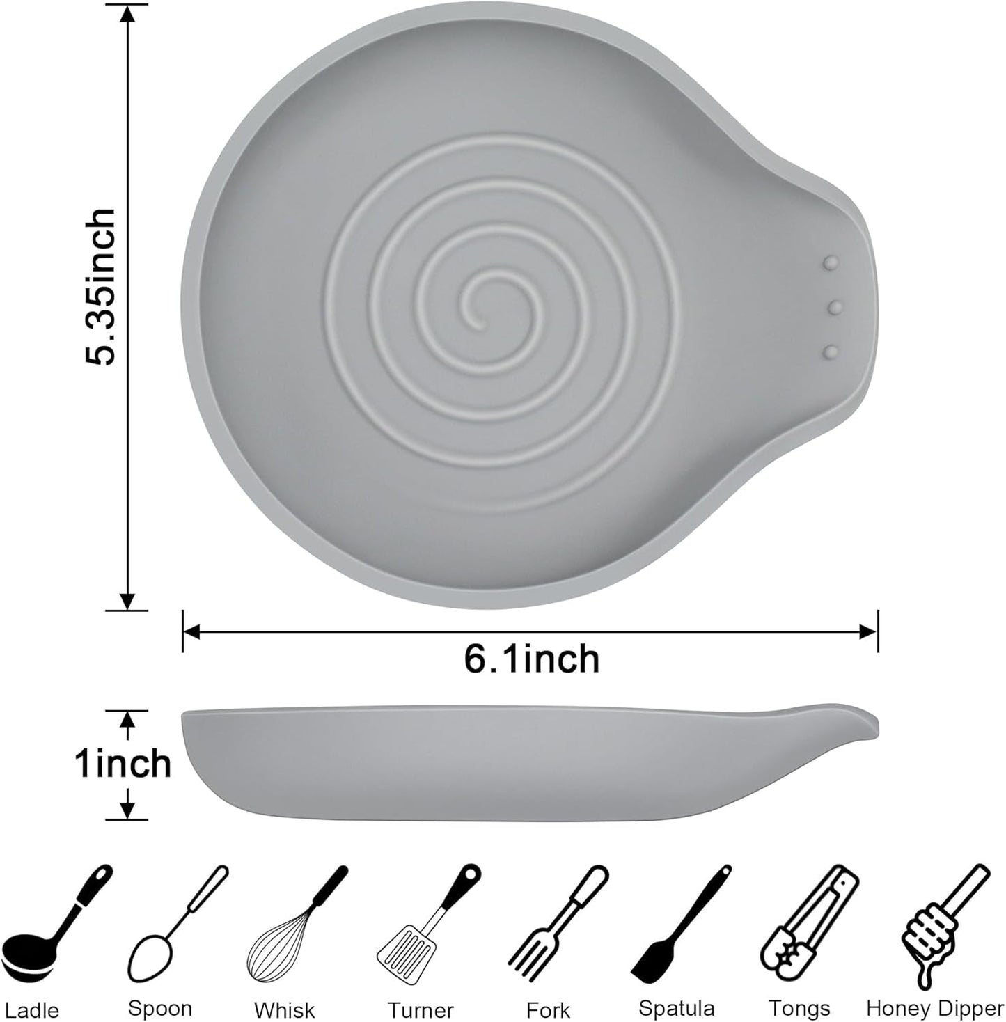 Silicone Spoon Rest for Stove Top - BPA-Free, Heat-Resistant Spoon Holder - Spoon Rest for Kitchen Counter - Large Cooking Utensil Rest for Spoons, Spatulas, Ladles or Tongs - Gray 2 Pack