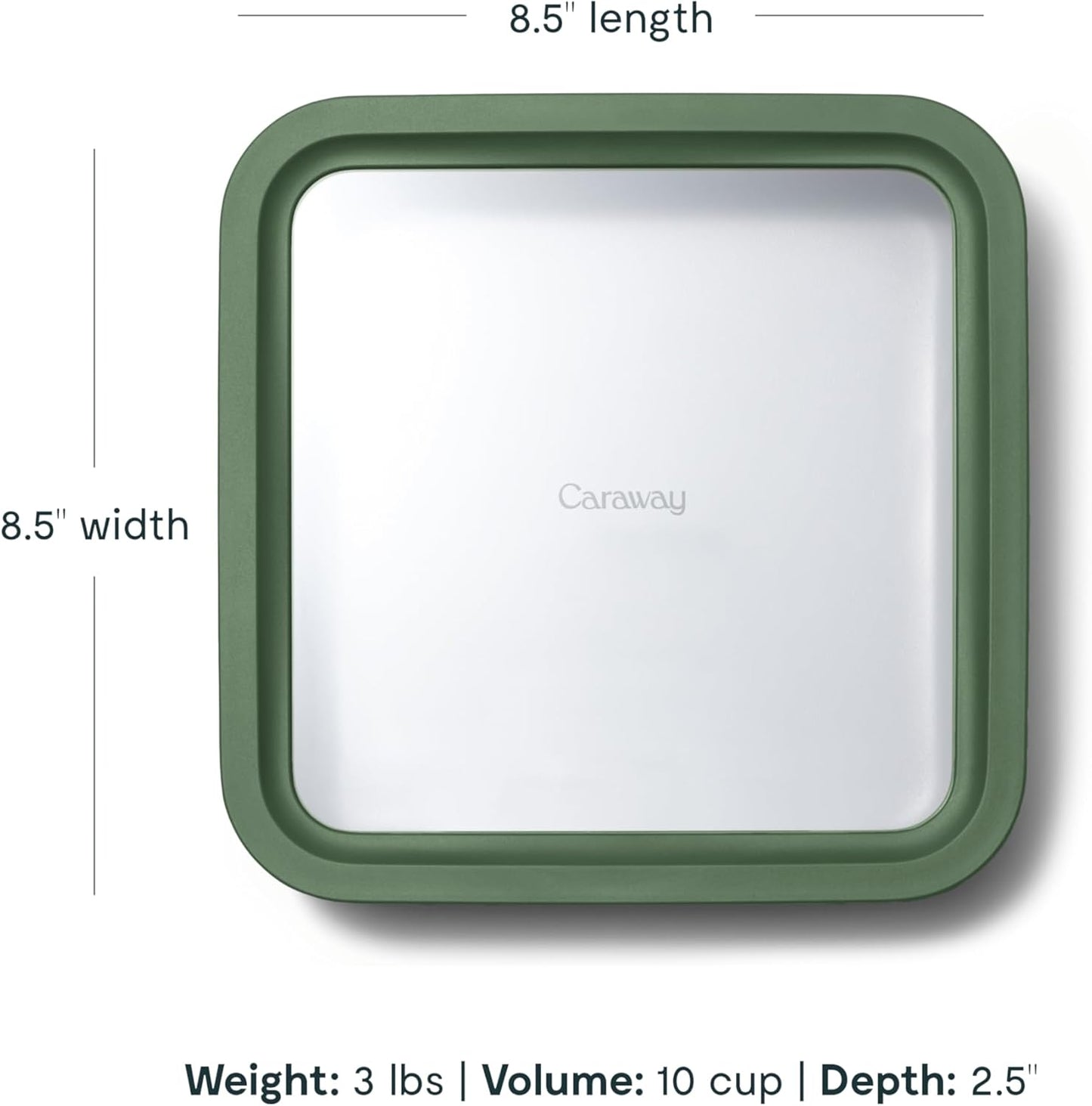 Caraway 2pc Glass Food Storage Set - 10 Cup Food Containers (2) - Ceramic Coated - Non Toxic, Non Stick Lunch Box with Lids. Dishwasher, Oven, & Microwave Safe - Sage