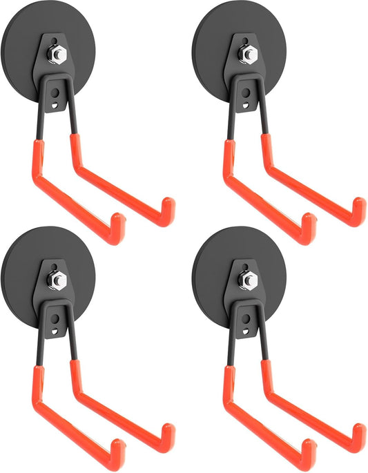 Heavy Duty Large Magnetic Hooks, Strong Magnet Hooks for Garden Tools,Hose,Straps,Steel Pegboard,Workshop,Anti-Scratch EV Charger Holder,Magnetic Cable and Tool Holder(4 Pack)