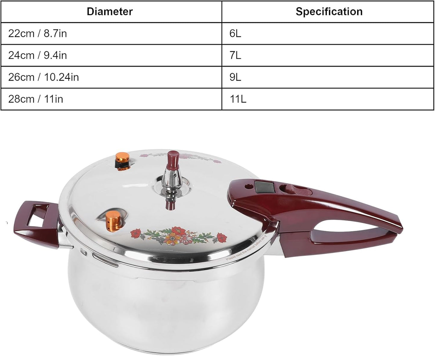 Stainless Steel Pressure Cooker 80KPA, Cookware Pressure Canner Rice Cooker with Safety Valve Devices, Compatible with Gas & Induction Cooker (7L)