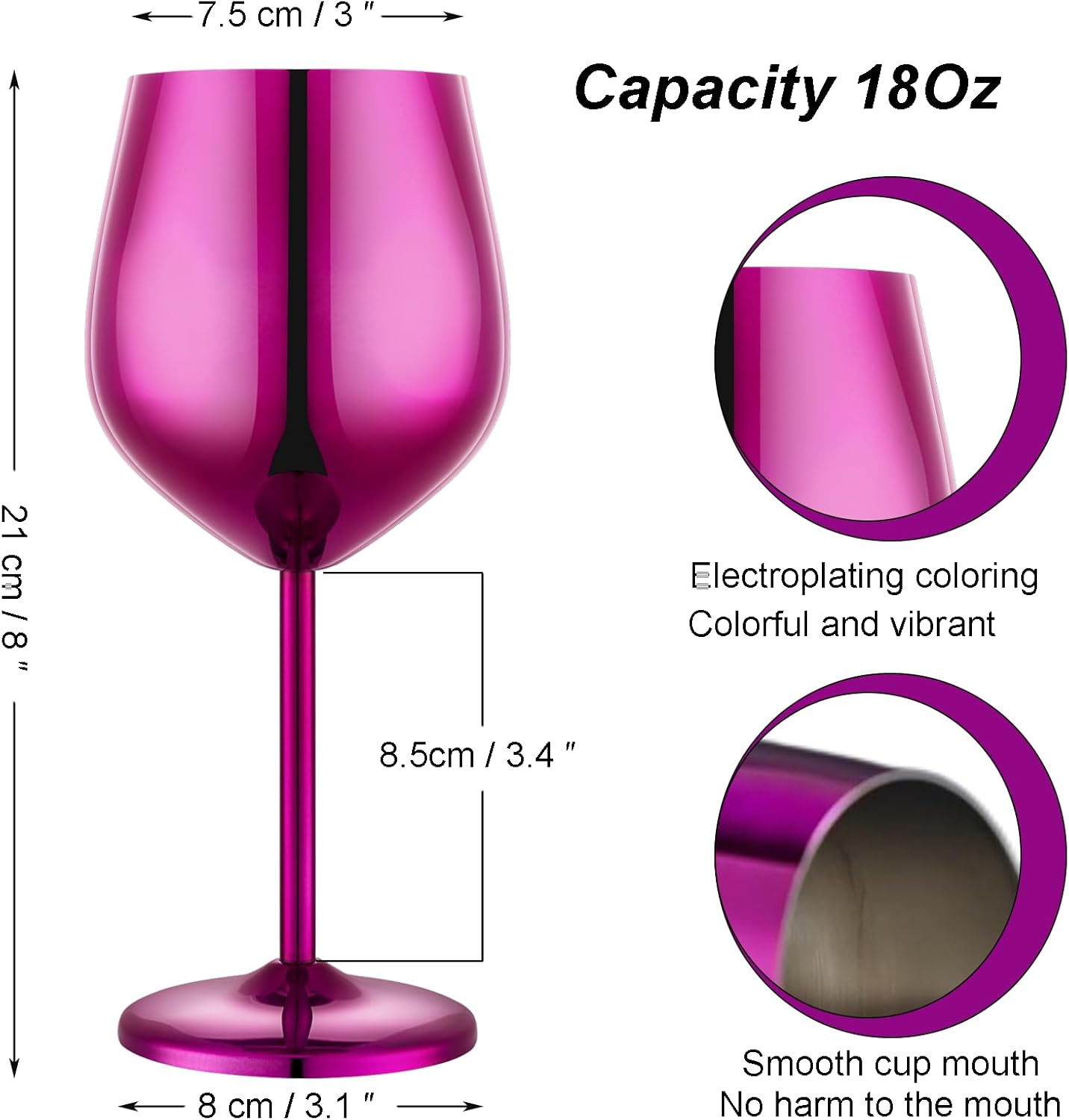 Stainless Steel Wine Glasses Set of 2, 18 oz Unbreakable Purple Wine Glass Unique Metal Wine Goblets for Outdoor Capming and Pool Gift for Wine Lovers