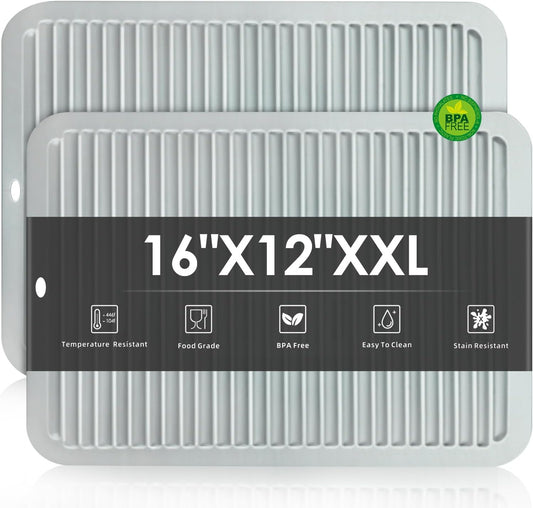 2 Pcs Gray Silicone Trivets 16"x12" Heat Resistant Trivets for Hot Pots and Pans Nonslip and Heat Resistant Hot Pads Silicone Square Trivet Mat Heat Resistant Mats for Countertop